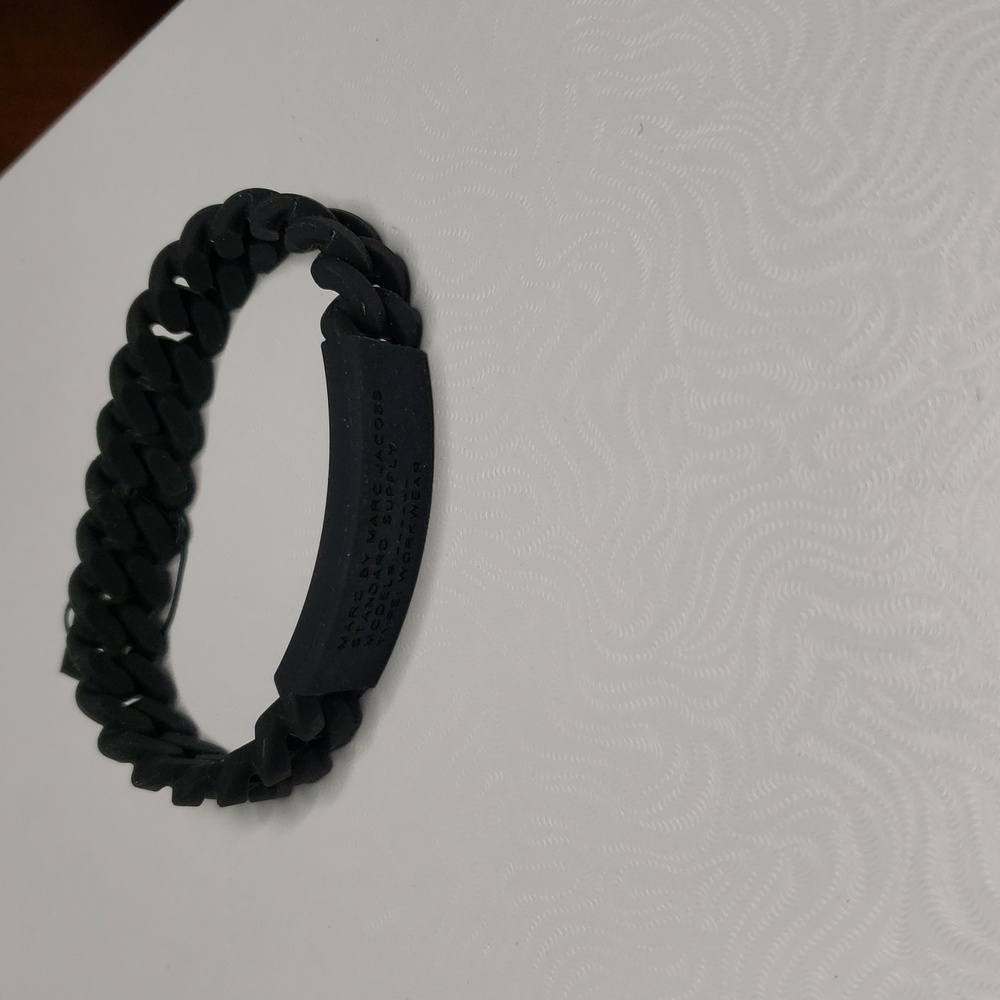 Marc by Marc Jacobs Black Standard Supply Braided Silicone Rubber Bracelet. 